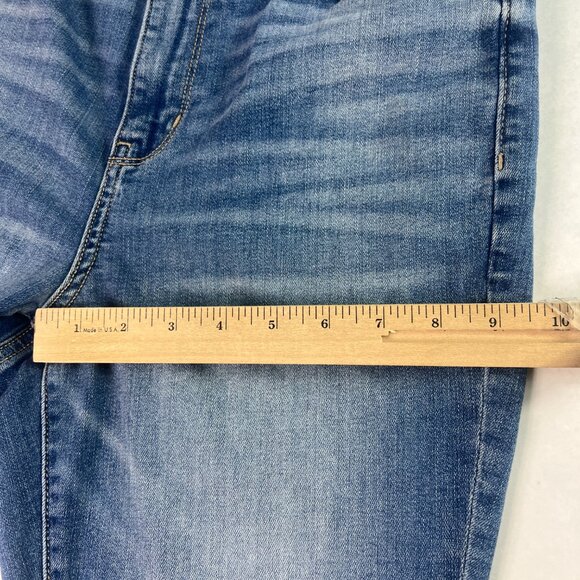 American Eagle Jean Women 30x27* Super High Rise Flare Blue Raw Hem Denim Tag 8S - Picture 14 of 16